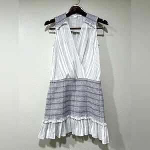 Veronica Beard Cox Smocked Mini Dress Blue White Women’s Size Medium EUC